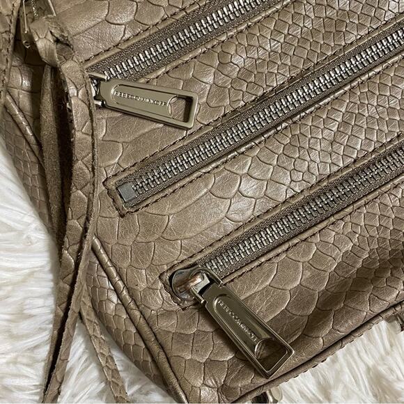 REBECCA MINKOFF • Tan + Silver Snakeskin Fringe Leopard Crossbody Bag - Picture 4 of 11